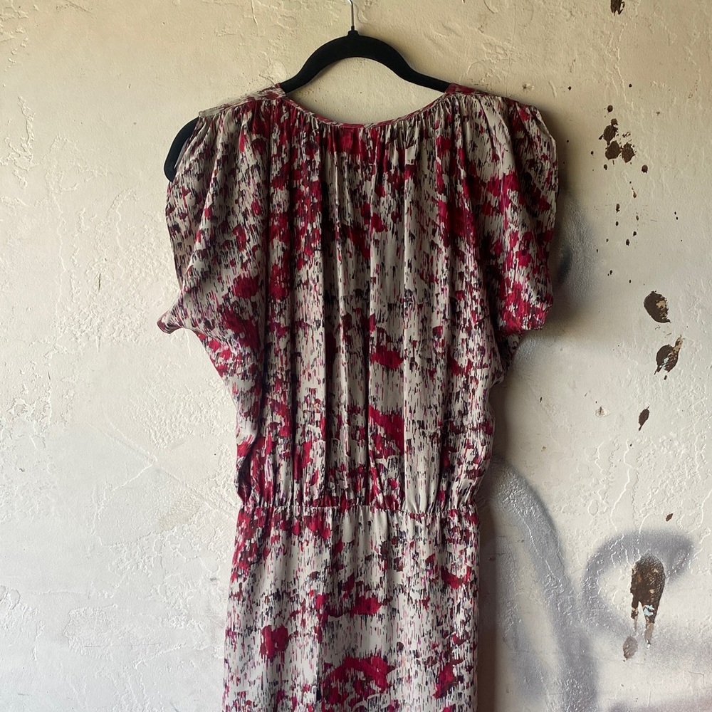 Parker Red and Gray Floral Maxi Dress Sz S - Picture 4 of 4